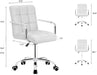 Desk Chair Modern Office Chair with Wheels PU Leather Mid-Back Rolling Chair for Office, Teen, and Bedroom Desks (White)