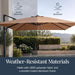 10X10Ft Cantilever Patio Umbrella, 5 Year Fade Resistant 260 GSM Canopy, Smooth Tilt Adjustment, and Aluminum Frame - Tan