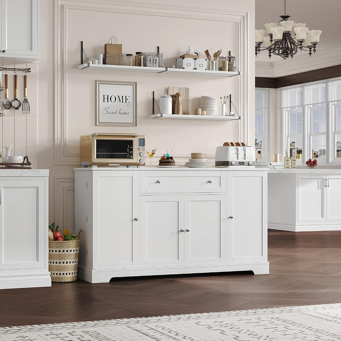 White Buffet Cabinet With Expansive Storage Drawers