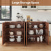 63" Fluted Buffet Cabinet with Storage, Mid-Century Symmetrical Arched Sideboard Credenza with Adjustable Shelf, Large Wood Console Table for Dining Room, Kitchen, Living Room (Warm Walnut)