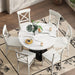 Extendable Dining Table 43To59 WhiteFauxMarble Oval