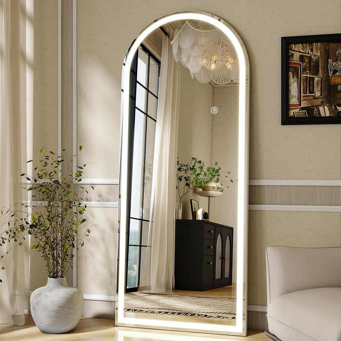 LED Arched Full Length Mirror with Lights 65"X24"