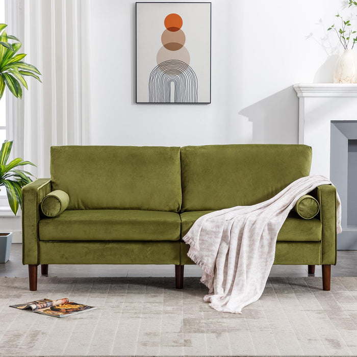 Mustard Green Velvet Loveseat (77")