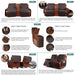 Waterproof Loveseat Recliner Cover with Console Non-Slip Reclining Couch Covers Split Sofa Slipcovers with Elastic Straps for Kids, Dogs, Pets (Chocolate, 2 Seater)