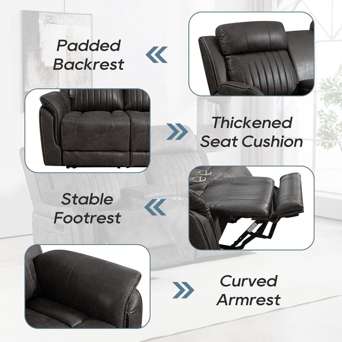 Zero Gravity Power Reclining Loveseat with Console, Reclining Loveseat with Adjustable Headrest, Power Loveseat Recliner Sofa with USB & Type-C Ports for Living Room (Badlands Charcoal)