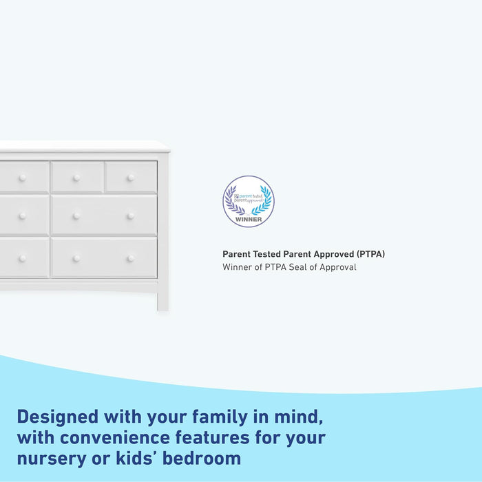 Benton 6 Drawer Double Dresser (White) – Easy New Assembly Process, Universal Design, Durable Steel Hardware and Euro-Glide Drawers with Safety Stops, Coordinates with Any Nursery