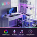 Computer Desk with 3 Fabric Drawers, 50.4 in L-Desk Display Shelves with Led Light & Power Outlet, PC Table Workstation for Home Office, Gaming Desk for Small Spaces, White