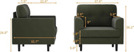 Sage Green Upholstered Contemporary Armchair 38 Inch