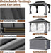 12' X 14' Wood Gazebo, Outdoor Hardtop Gazebo with Wood Posts and Galvanized Steel Doule Roof, Wooden Frame Gazebos with Netting and Curtains for Patio, Backyard, Deck Garden