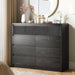 Black Fluted 8 Drawer Dresser for Bedroom, Curved Edge, 50" Wide