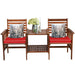 3 Pieces Outdoor Patio Table Chairs Set Acacia Wood Loveseat