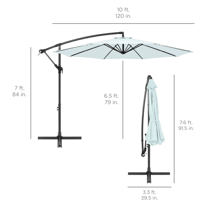 10Ft Offset Hanging Outdoor Market Patio Umbrella W/ Easy Tilt Adjustment - Baby Blue