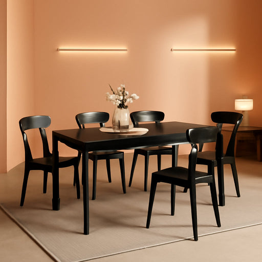 Solid Wood Dining Chairs Set of 6, Wooden Dining Room Chairs for Whole Family Use, Farmhouse Kitchen Chairs Set Suitable for Dining Room, Living Room, Black