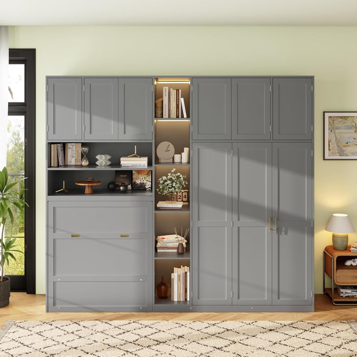 Twin Size Charcoalgray Murphy Cabinet Bed Wardrobe
