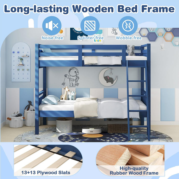 NavyBlue Convertible TwinOverTwin Bunk Bed For Kids