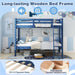 NavyBlue Convertible TwinOverTwin Bunk Bed For Kids