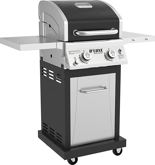 Deluxe 2-Burner Propane Gas Grill W/ 2 Foldable Shelves, Outdoor Cooking, Patio, BBQ, Silver & Black, 720-0864RA