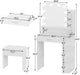 Makeup Vanity with Chair, Small Vanity Desk with Mirror and Lights 3 Colors, Girls Vanity Set with Power Outlet, Compact Vanity Table for Small Space, White