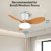 Quiet Ceiling Fan with LED Light DC Motor 32 Inch Large Air Volume Remote Control Oak for Kitchen Bedroom Dining Room Patio