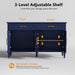 58 Inch Sideboard Buffet Cabinet with Storage, Fluted Buffet Storage Cabinet with 2 Drawers and 4 Doors, Modern Coffee Bar with Adjustable Shelves for Living Room, Kitchen (Blue)