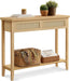 Console Sofa Table, Narrow Entryway Table, 2 Drawers, Open Storage Shelf, Rounded Corners, for Living Room, Boho Style, Oak Beige ULNT016YC01S