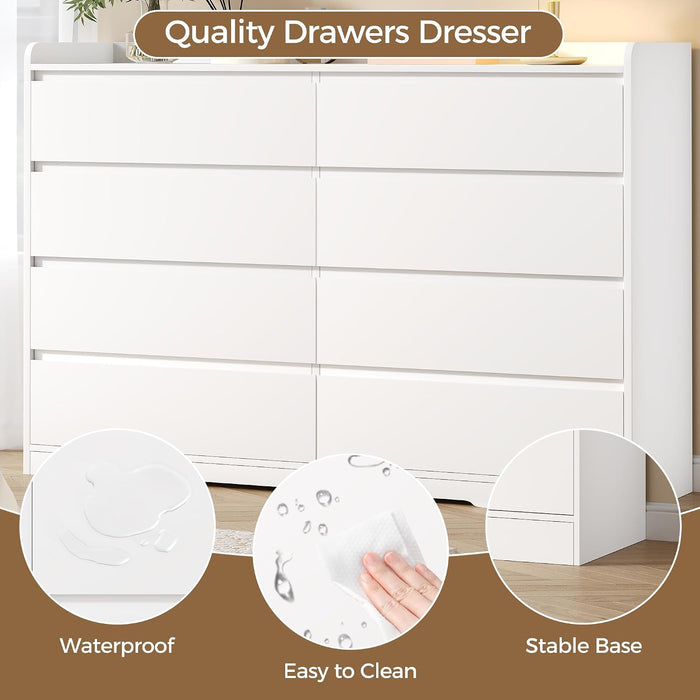 White Dresser for Bedroom, 8 Drawer Dresser Chests of Drawers