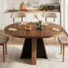 43.3In-59In Extendable round Dining Table for 4-6, Modern Wooden Kitchen Table for Dining Room, Adjustable Size Oval Circle Dinner Tables Furniture for Kitchen Living Room, Walnut Brown