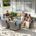 6-Piece Wicker Patio Conversation Set, Beige, 6 Seats