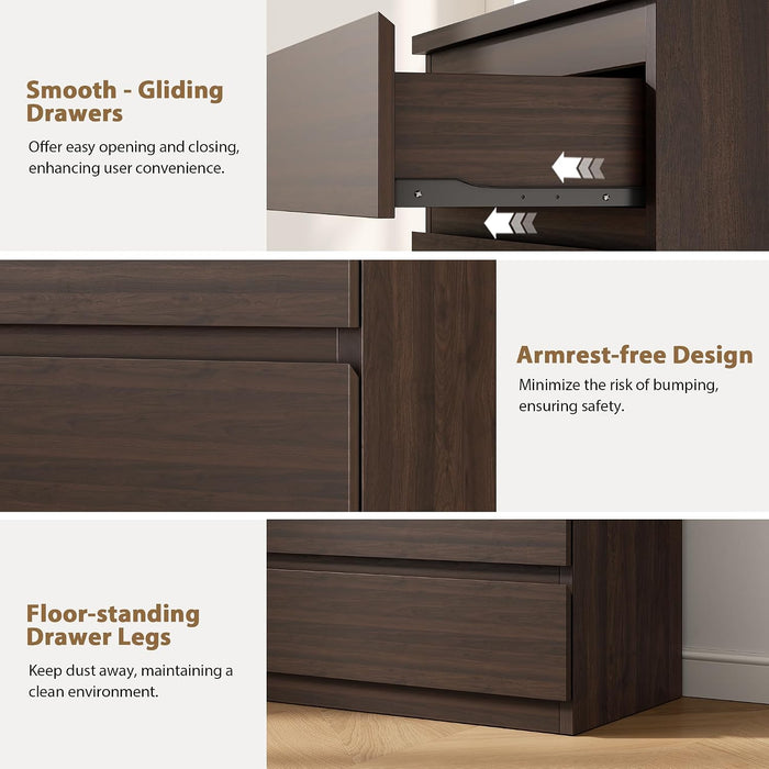 Modern 5 Drawer Dresser for Bedroom, 15" D X 23.7" W X 40.4" H in Simply Chest of Drawers (Brown)