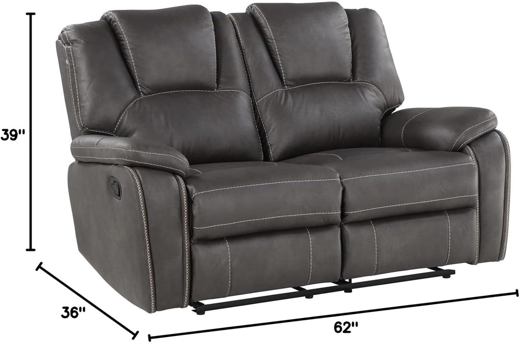 Manual Recliner Loveseat - Charcoal Faux Leather