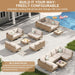 5 Piece Wicker Patio Furniture Set,Outdoor Conversation Sectional Sofa W/Coffee Table,All-Weather Outdoor Sofa with Thick and Anti-Slip Cushions for Deck,Poolside,Garden,Beige