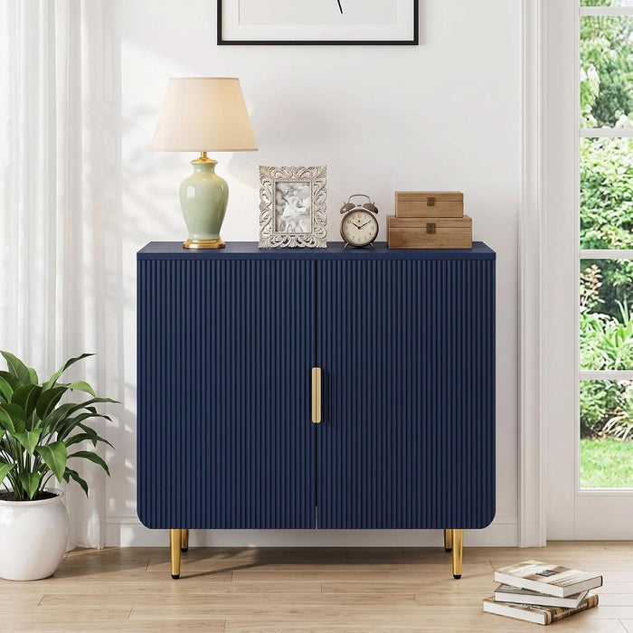 31" Fluted Buffet Cabinet,Modern Sideboard Cabinet with Storage,Blue