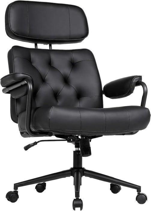 Mid Century Modern Home Office Desk Chair Comfy, Office Chair Big and Tall