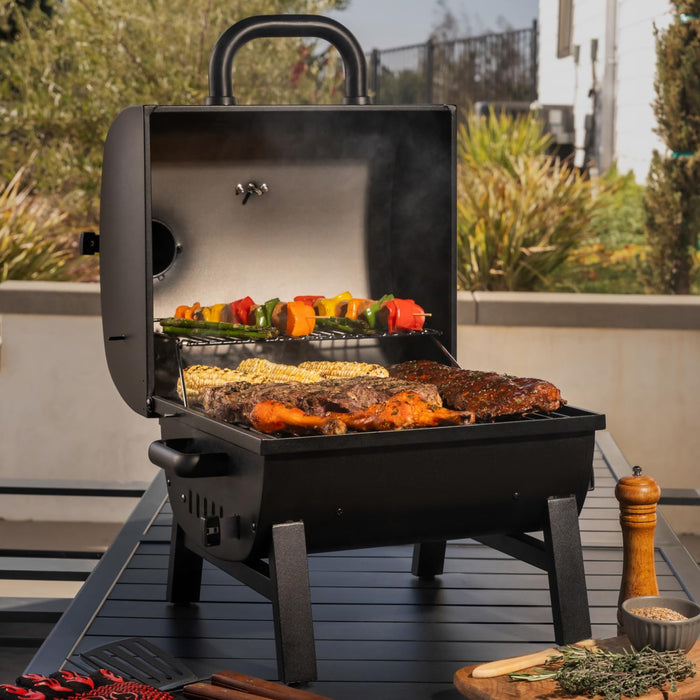 17.5" Portable Charcoal Grill with Adjustable Chimney Vent, 349 SQ. in Cooking Area, Table Top Grill for Camping, Outdoor Cooking, Patios, and More – 820-0258