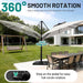 10×10FT Solar LED Cantilever Umbrella with Base Included, Double-Top Outdoor Patio Offset with 360 Degree Rotation, round Offset Hanging Umbrella for Garden Deck Pool, Light Grey