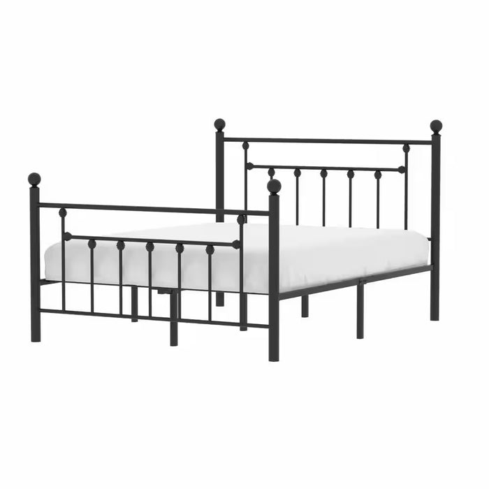 54 In. W Black Full Size Bed Frame, Heavy Duty Metal Platform, Premium Steel Slat with Headboard and Footboard