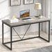Modern Home Office Desk, Industrial Vintage Computer Desk, Rustic Wood and Metal Study Writing Table, Simple Work Gaming PC Desks for Bedroom Living Room, Light Grey 53 Inch