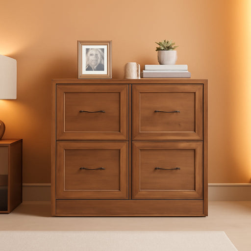 Four Drawer Filing Cabinet Distressed Oak StorageUnit