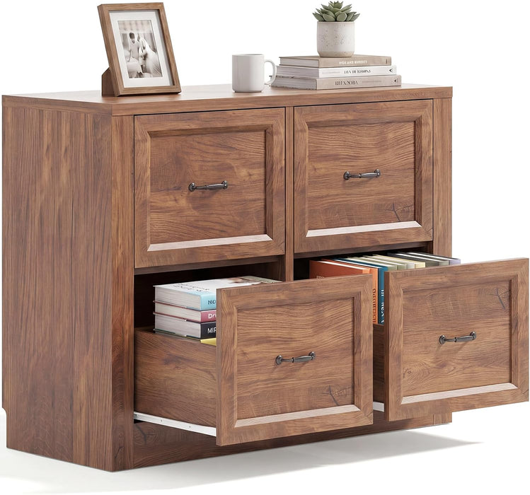 Four Drawer Filing Cabinet Distressed Oak StorageUnit