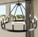 Black Wagon Wheel Chandelier 32Inch 12Light Industrial