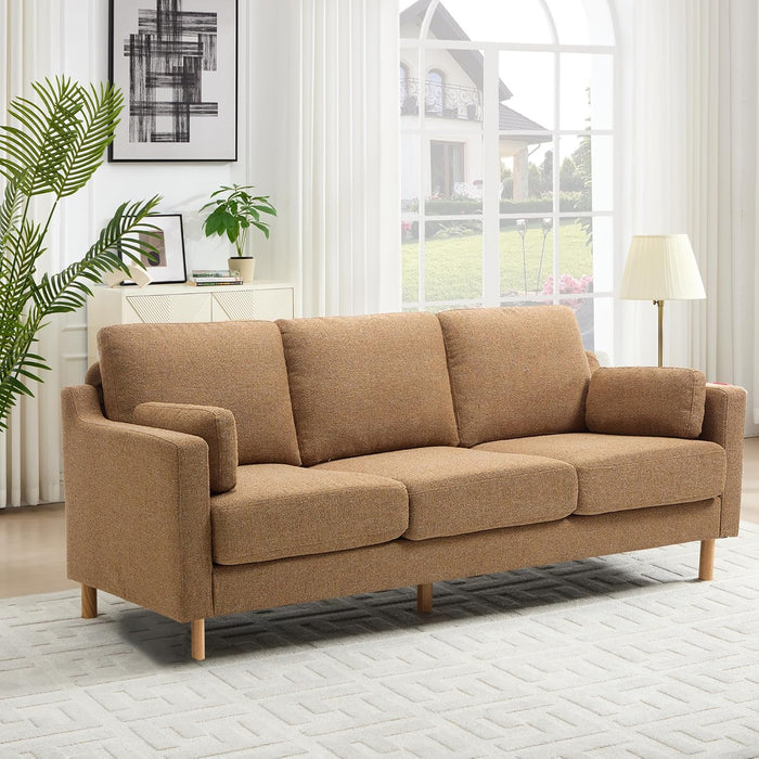 Ginger LinenFabric 83.5 Inches DeepSeat Upholstered Sofa
