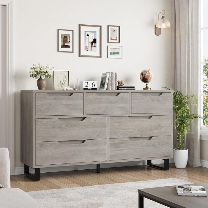 7 Dresser for Bedroom, 55" Wide Dresser Drawer with Storage