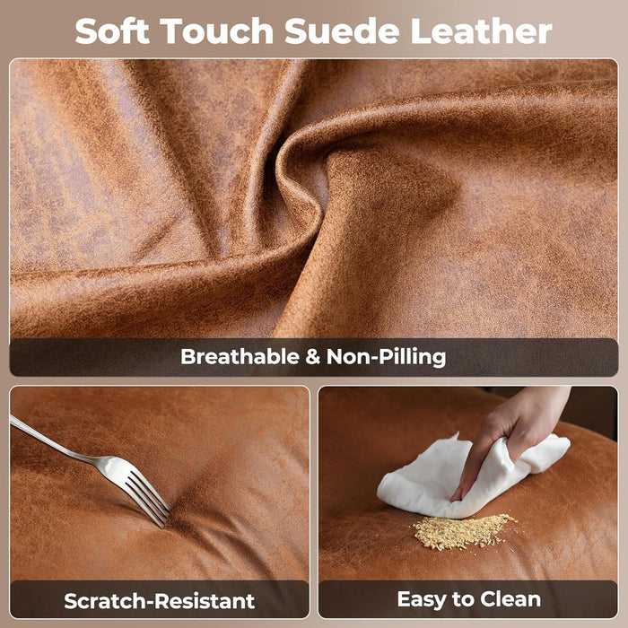 Ergonomic Home Office Chair, Mid-Century Modern Leather Chair with Lumbar Support, High Back Swivel Rolling Executive Chair, Comfy Task Computer Desk Chair (Brown, Suede Leather)