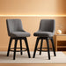 Swivel Bar Stools with Backs, 24" Counter Height Bar Stools Set of 2, Fabric Upholstered Counter Bar Stools with Solid Wood Legs for Kitchen Island, Home Bar, Dark Gray
