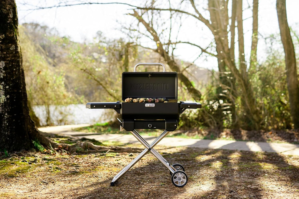 ® Electric Portable Charcoal Grill and Smoker with Steadytemp Analog Temperature Control, Collapsible Cart and 200 Cooking Square Inches in Black, Model MB20040722