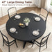 round Dining Table for 4, 47 Inches Dining Room Table with Wooden Base, Kitchen Table with Circle Tabletop, Dinner Table for Dining Room, Kitchen, Living Room, Black