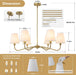 36-Inch Goldtone Brass Chandelier With Fabric Shade