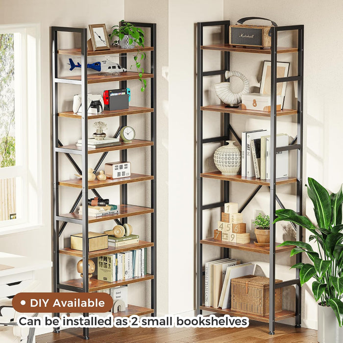 Triple Bookshelf, Bookcase with 14 Open Display Shelves, Wide Book Shelf Book Case for Home & Office, 5 Tier, Brown