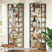 Triple Bookshelf, Bookcase with 14 Open Display Shelves, Wide Book Shelf Book Case for Home & Office, 5 Tier, Brown