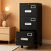 4 Drawer Metal File Cabinet with Lock and Wheels, Black